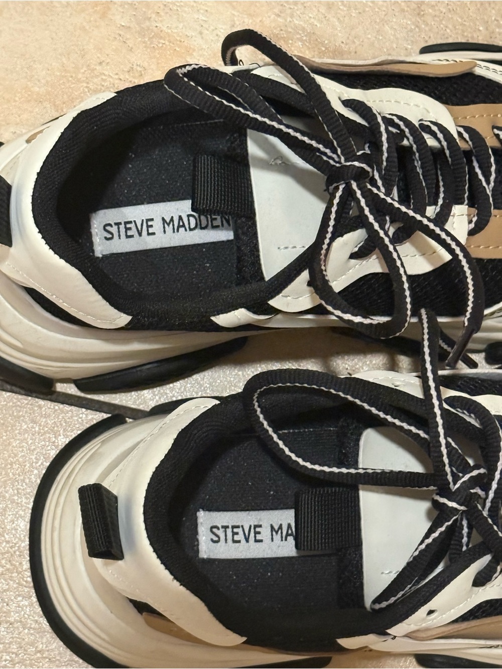 Steve Madden Possession Platform Sneakers Women’s Size 9 Black White Tan EUC - Picture 8 of 16